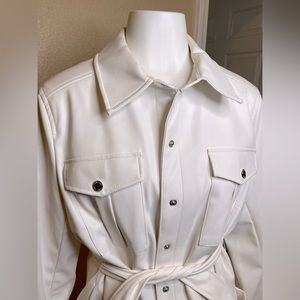 Calvin Klein white leather jacket